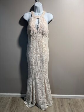 Halter Lace Maxi Dress in Cream